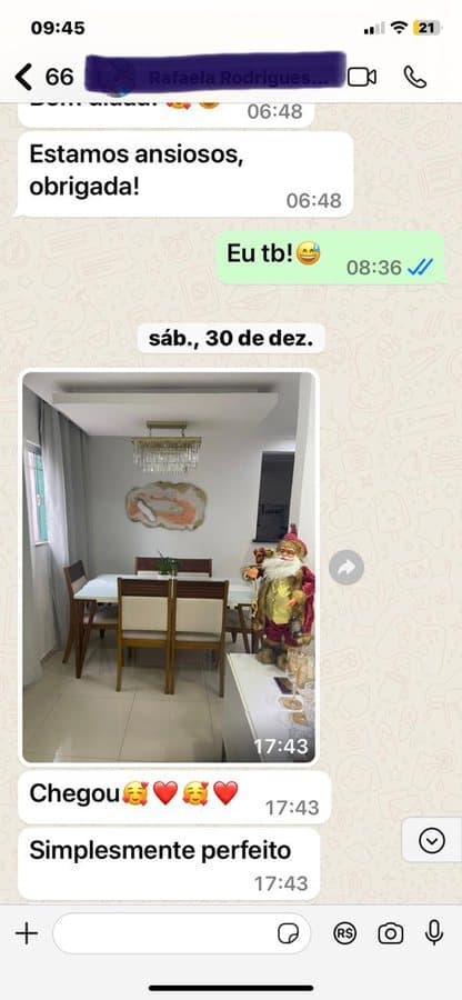 Mensagem real de cliente