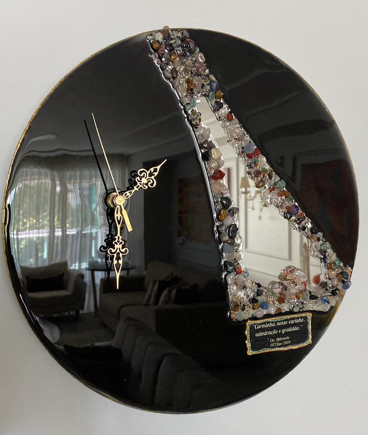 RELÓGIO NOITE ABSOLUTA com placa personalizada 35cm