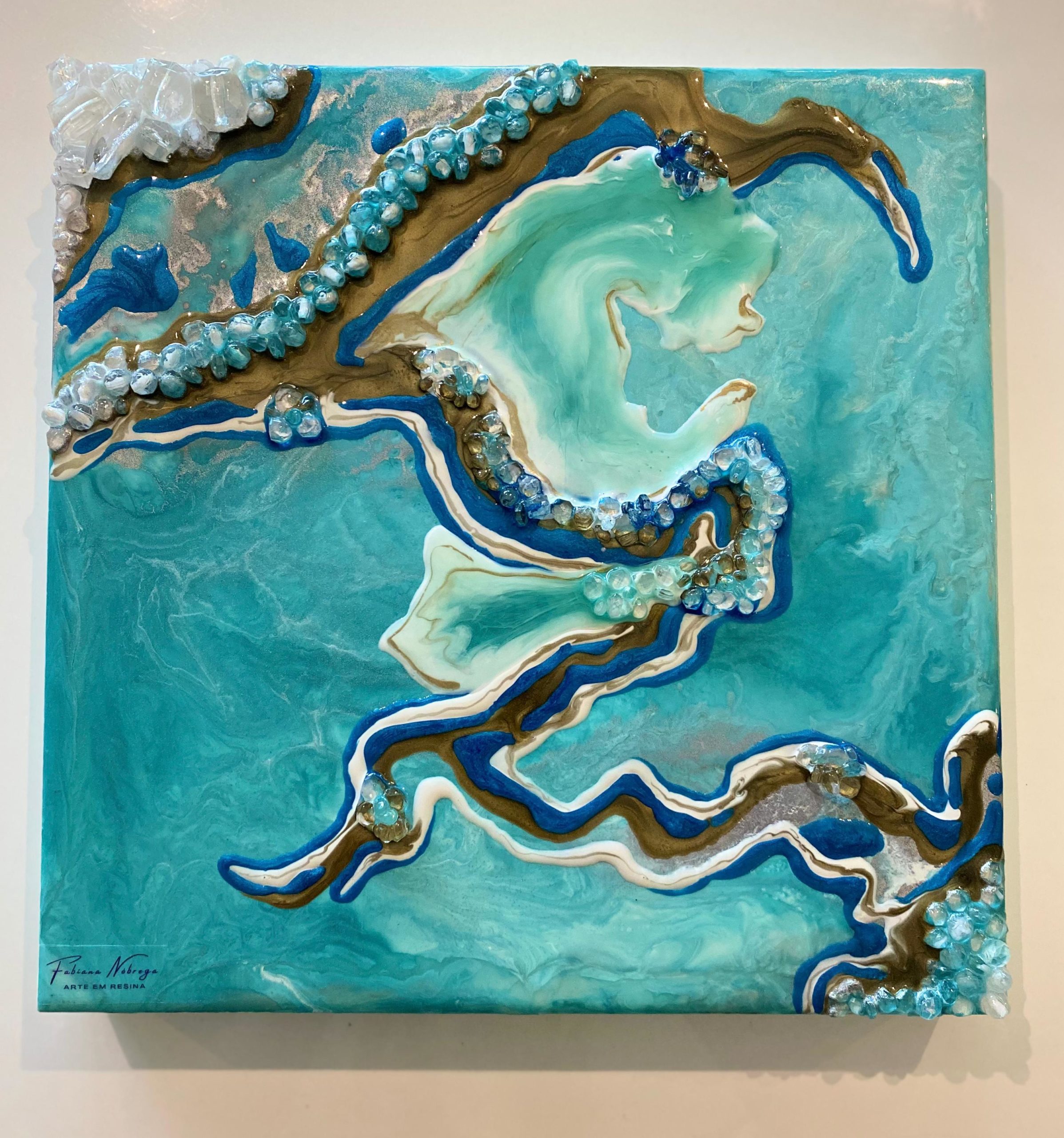 QUADRO ÁRTICO DOURADO 20x29x4CM