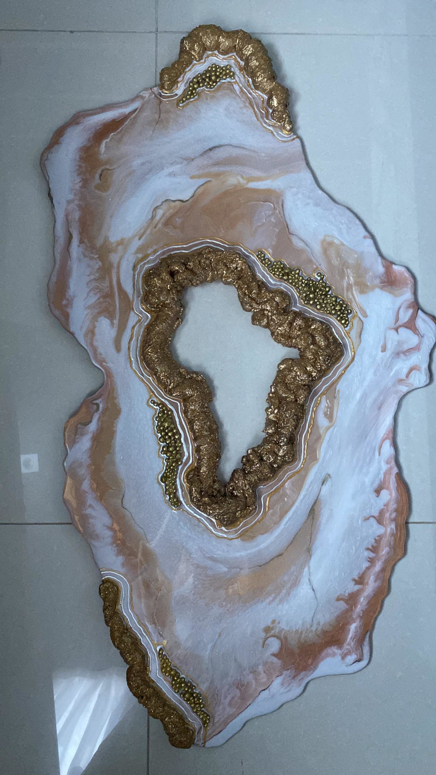 QUADRO GEODO DE PÉROLAS 100cmx55CM